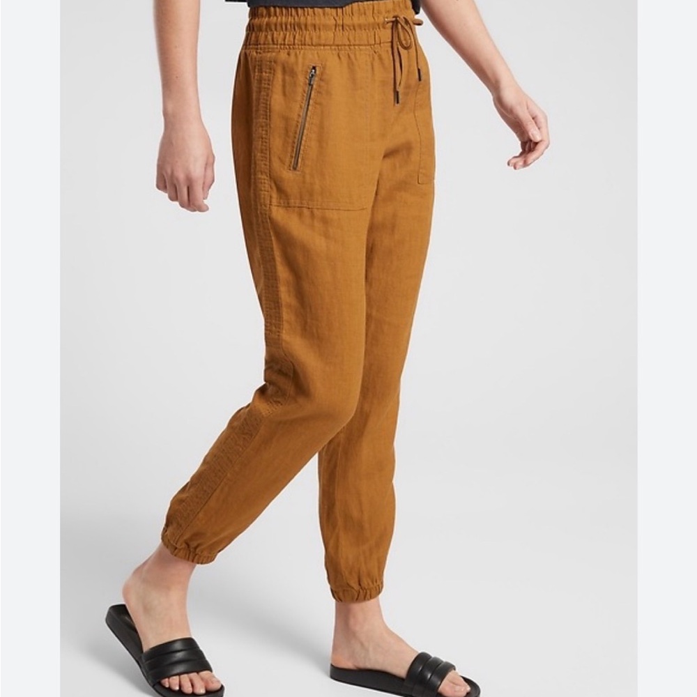Athleta linen Women's Rust Brown Drawstring Jogger Pants